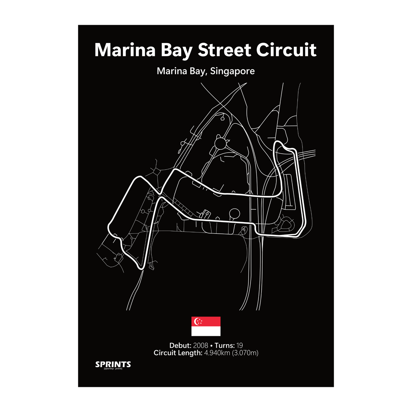 Singapore Street Circuit Poster Print