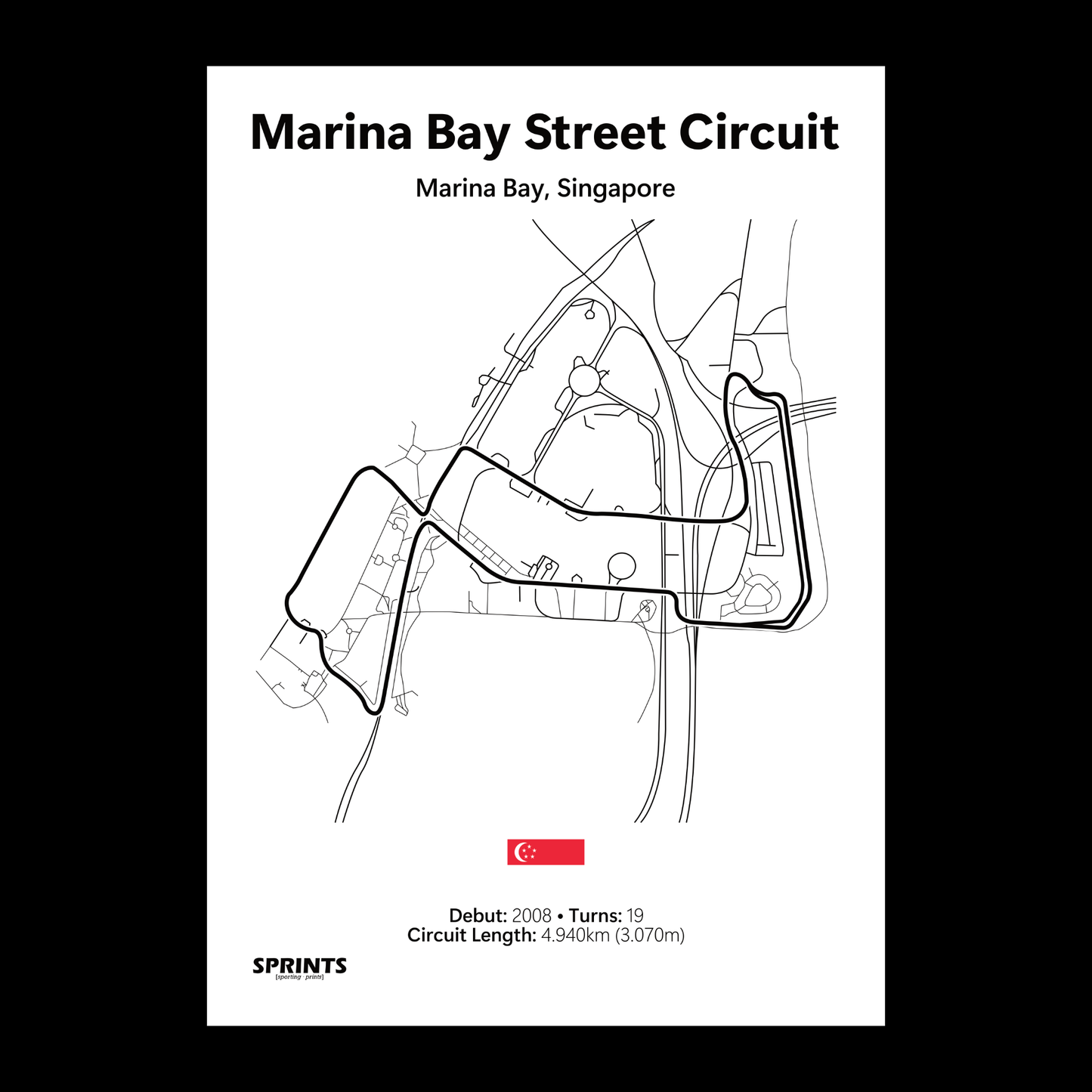 Singapore Street Circuit Poster Print