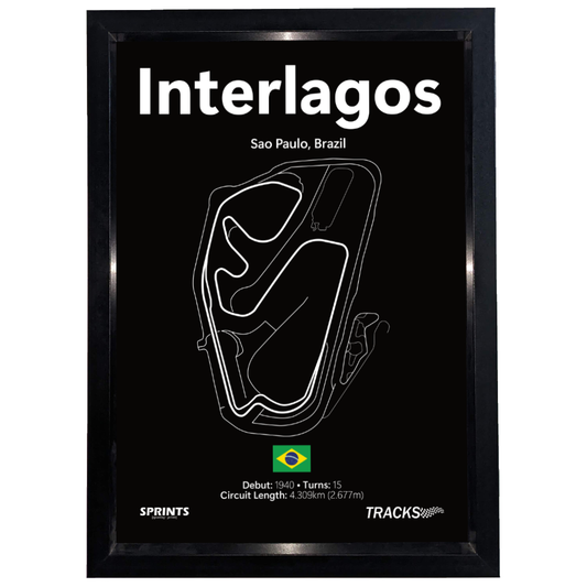 Interlagos Track Layout Framed Poster