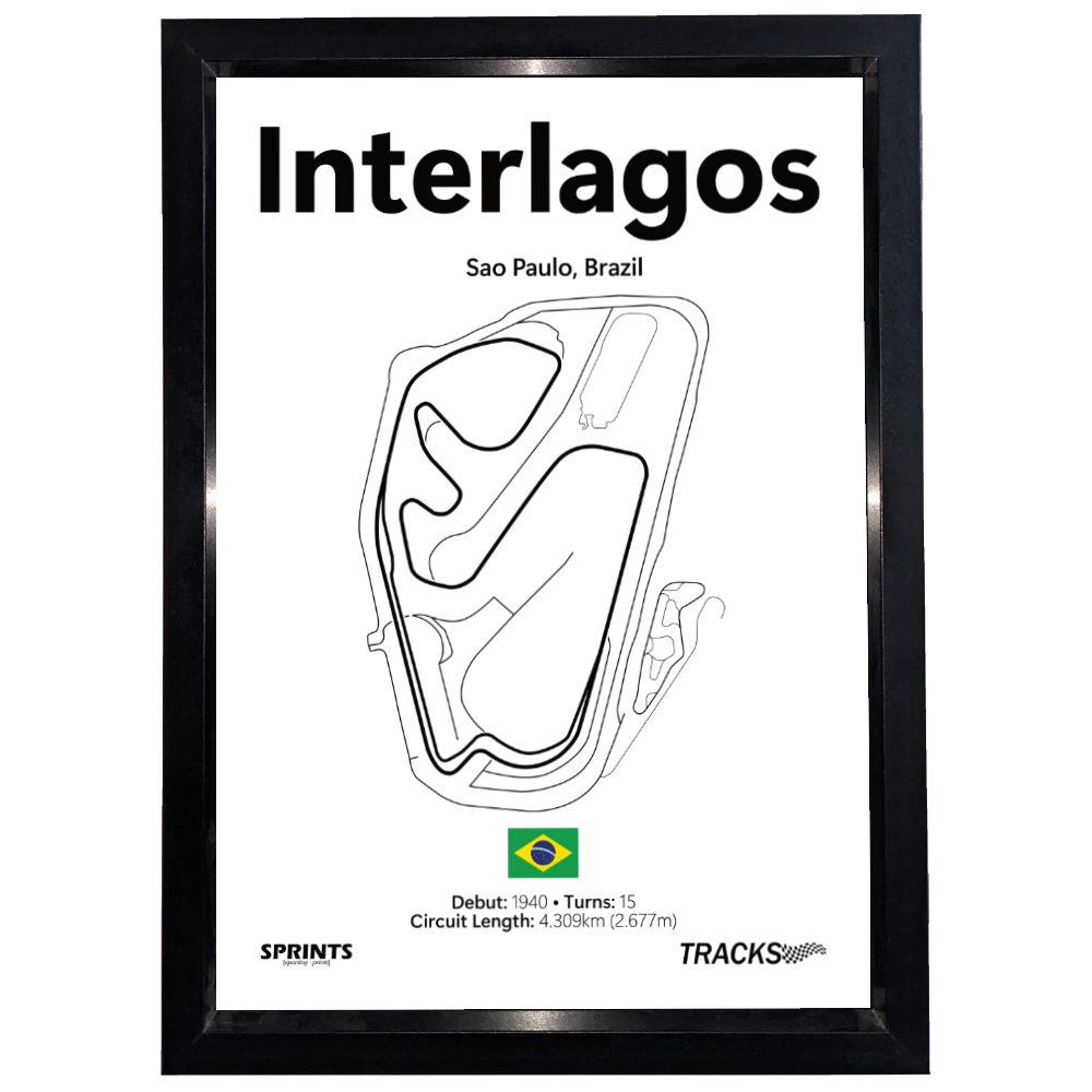 Interlagos Track Layout Framed Poster